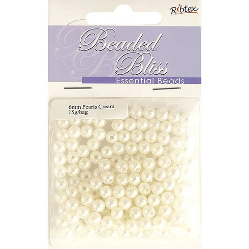 6mm Plastic Pearl Beads (available in 3 colours)